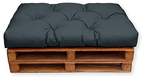 4L Textil Palettenkissen waschbar Palettenauflagen Outdoor Europaletten Sitzkissen Rückenlehne Sitzkissen Seitenkissen wetterfest (Sitzkissen 120x40 cm, Dunkelgrau Uv-beständig)