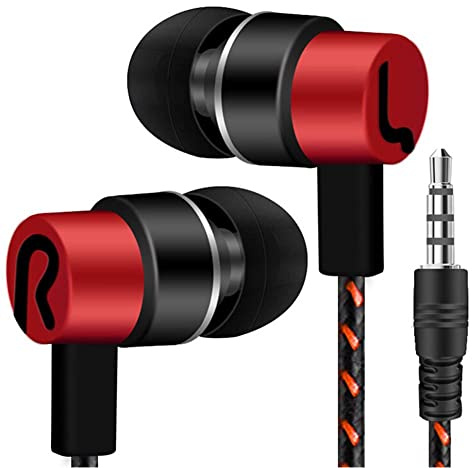 Jildouf Écouteurs filaires intra-auriculaires, broches de 3,5 mm, fil tressé de 1,1 m, écouteurs à isolation phonique, stéréo HiFi et basses puissantes, TV, PC, ordinateur portable, MP3