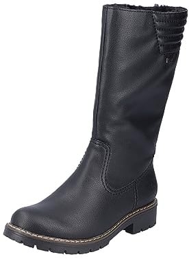 Rieker Damen Stiefel Hochschaftstiefel Slipper gefüttert schwarz schwarz