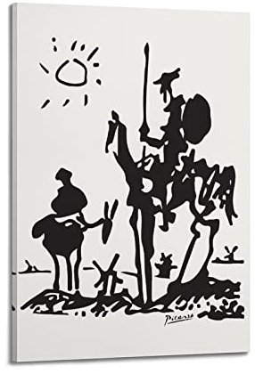 JAHER Pablo Picasso Gemälde – (Don Quixote, 1955) Poster, Heimdekoration, Wandkunst, Hängebild, Druck, Schlafzimmer, dekorative Gemälde, Raumästhetik, 60 x 90 cm
