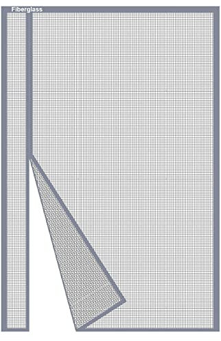 Risareyi Side Opening Magnetic Fly Screens for Doors 90x195cm, Reinforced Grey Fibreglass Mesh, Reversible French Door Fly Screen Curtain Mosquito Net, Anti Mosquito, Keep Bugs Out