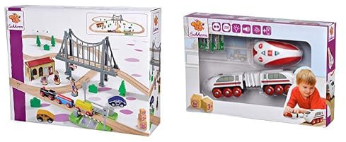 Eichhorn Schienenbahn 100006204 Bahnset mit Brücke, 55 teilig & 100001316 - Ferngesteuerter Zug 20,5 cm mit 5 Funktionen inkl. Fernbedienung und Batterien