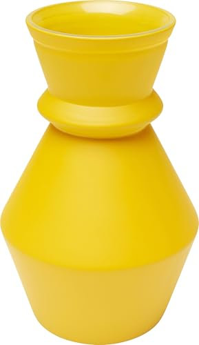 Kare Design Vase Gina, Gelb, Blumenvase für Pampasgras, Glasvase, Deko für Wohnzimmer, Esstisch, Regal, Flur, Recyceltes Glas, 25cm (H)