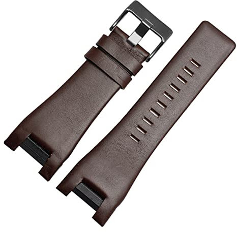 BONOOL 32 mm Lederarmband, passend für Diesel-Uhrenarmband, Armbanduhren, für DZ1216 DZ1273 DZ4246 DZ4247DZ287 Uhrenarmband (Farbe: B-Brown-Blackbuckle, Größe: 32 mm)
