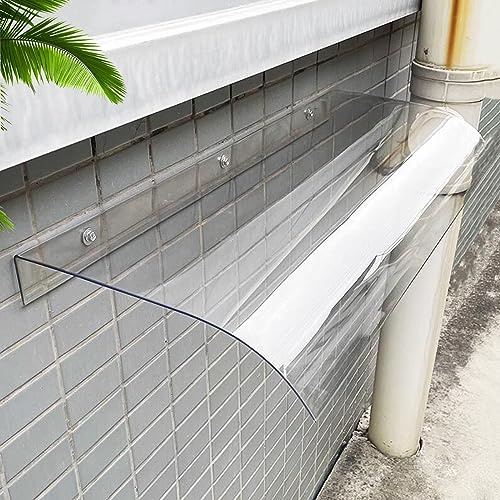 KGUDYS Vordach Für Tür Und Fenster,40/60/80/90/100/140/180/200cm Rpultbogenvordach,Außen Garten Polycarbonat Markise,Uv-Schutz/Geräuschlos,100% Transparent Vordach,50x300cm/20x118in