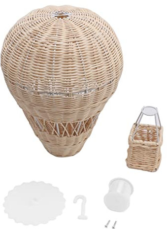 Ozgkee Gewebte Heißluftballon-Dekoration, Handgewebte Rattan-Heißluftballon-Wanddekoration Kinderzimmer, Kinderzimmer-Dekoration, Rattan-Webdekoration Kinderzimmer, Party,