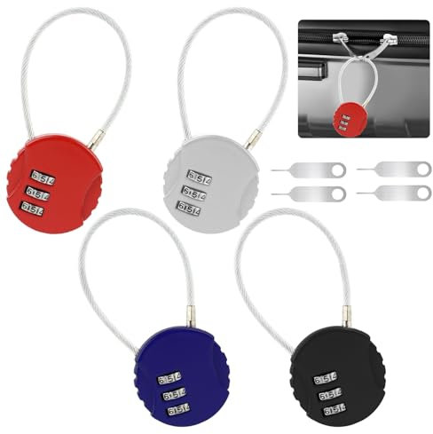4 Pcs Lucchetti per Bagagli, Lucchetto Combinazione a 3 Cifre, Serratura Lucchetto Piccolo, Lucchetti a Codice Serratura Codificata, Serratura Codificata in Lega di Zinco per Borse da Viaggio Bagagli