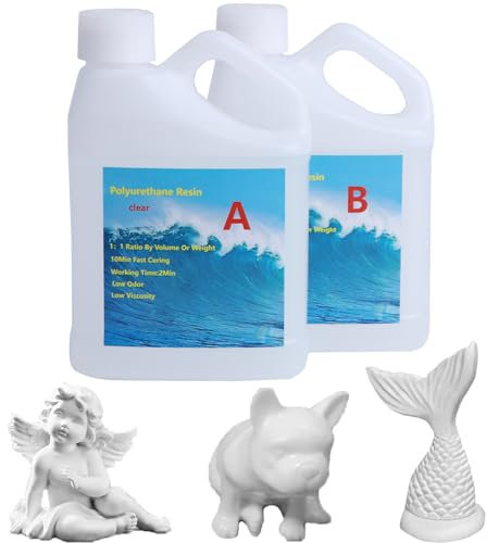 Polyurethan-Gießharz, 907 ml, 2-teiliges Set aus Harz und Härter, DIY, für Kunst, Handwerk, Modell, Figuren, inklusive 3 Messbecher, 3 Stäbchen, 1 Paar Gummihandschuhe (transparent)