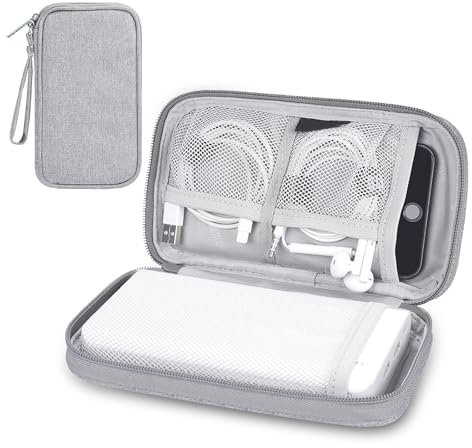 MHYMX Electronics Travel Organizer, Travel Cable Organiser Small Tech Bag Universal Charger Organiser Case Portable Gadgets Pouch for Cables Power Bank USB Charger