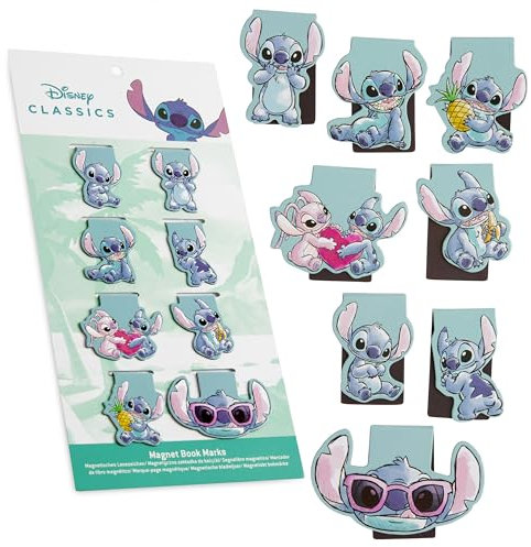 Disney Stitch magnetische Lesezeichen Set mit 8 Clips – Geschenke für sie (Blaues 8er-Pack)
