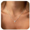 GIFT4U Halskette Damen Silber Kette mit Buchstaben, Silber Buchstaben T Kette Damen Geschichtete Initialen Halskette Frauen Buchstabenkette Kette Silber Schmuck Geschenke für Frauen Mädchen