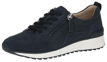 CAPRICE Damen Sneaker flach aus Leder mit Reißverschluss, Blau (Ocean Suede), 39 EU