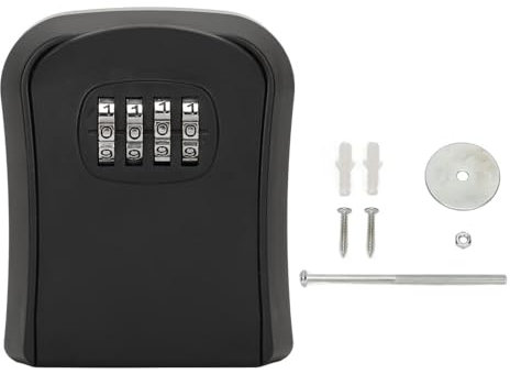 WPKD BLUEIY Caja de Seguridad para Llaves,Caja de Cerradura,Armarios de Llaves,ABS 4 Dígitos de Contraseña Caja de Cerradura de Almacenamiento de Llave con 5 Llaves de Capacidad (Negro)