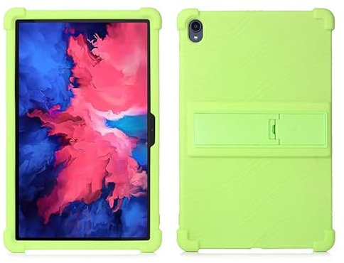 Funda para tablet Lenovo Tab P11 / P11 Plus de 11 pulgadas 2021 (TB-J606/TB-J607/TB-J616), funda de silicona suave con soporte ajustable para niños para K11 Pro 5G TB-J607Z con soporte para PC (verde)