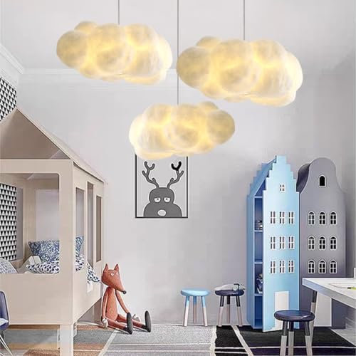 VTAMng Cartoon Wolken Kronleuchter E27 Kinderzimmer Kreative Pendelleuchte höhenverstellbare Restaurantlampe Baumwollwolkenlampe Beleuchtung geeignet für Babyzimmer Kindergarten Arbeitszimmer Hoteldek