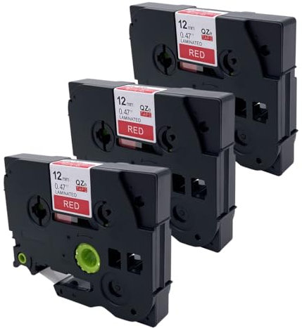 DULA Etikettenband - Kompatibel mit Brother P-Touch Tze-435-3 Stück - Weiß auf rot - 12mm x 8m