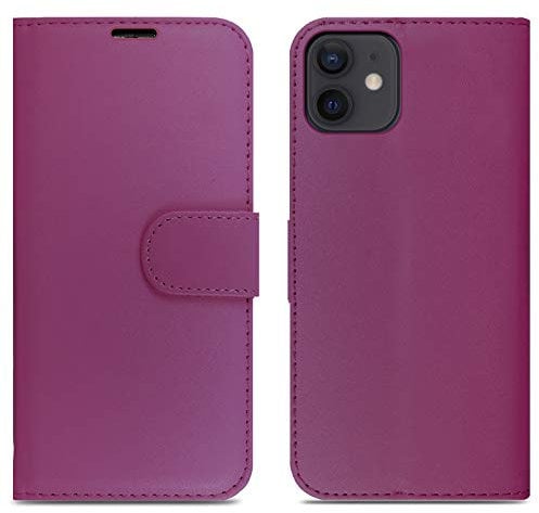Compatible Case For iPhone 12/12 Pro - Leather Wallet Case Flip Protective Cover For iPhone 12/12 Pro Purple