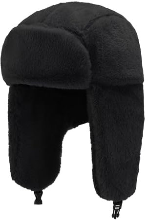TUONYIS Trappermütze Unisex Winter Bombermützen Winter Ohrenklappen Outdoor Wintermütze Bombermütze Warme Hüte mit Ohr und Winddichte Maske für Outdoor oder Alltag, Schwarz , Einheitsgröße