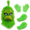 Yearsahrk 3 STÜCKE Grin Maske Kostüm Weihnachten Grün Monster Maske Weihnachtsmütze Handschuhen Schuhüberzüge Karneval Halloween Kostüm Latex Props (Grin Maske)