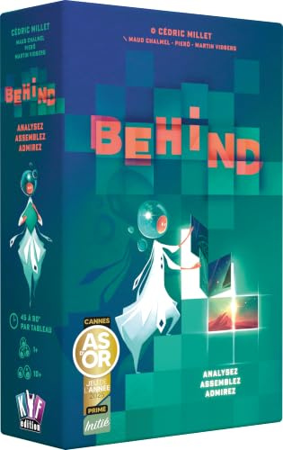 Asmodee - Behind – AS Or 2025 Initié – Gesellschaftsspiele – Abzug und Logik – Rätselspiel – Analysieren, Zusammenbauen, Bewundern – Kooperatives Spiel ab 10 Jahren – französische Version, KYF