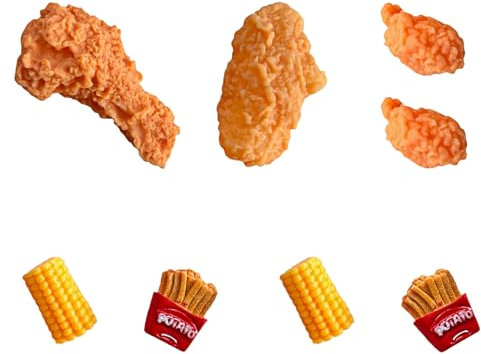 8PCS Adornos de Zapatos,Lindo Shoe Charms Pins Comida Encantos de Zapatos Tema Comida Rápida Pollo frito Papas fritas PVC Decoración para Clog Sandals Favores de Fiesta Regalo para Niños Niñas Adultos