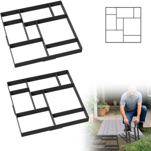 UISEBRT Pflastersteine,Quadratisch Beton Gießform,DIY Pflasterform für Beton,Zement,für das Basteln Garten,Weg,Menschen,50x50x4.5cm 2PCS