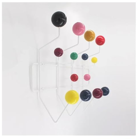 Porte-manteau moderne pour vêtements en métal avec boule en bois massif - Cintre mural d'intérieur pour la maison (multicolore)