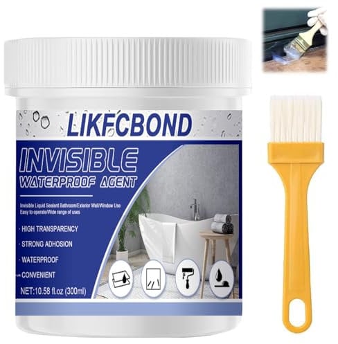 LIKFCBOND Sigillante Impermeabile Liquido, 300g Agente Rivestimento Impermeabile Trasparente, Sigillante Perdite Acqua per Piastrelle del Bagnoe, Interno ed Esterno Colla Impermeabile
