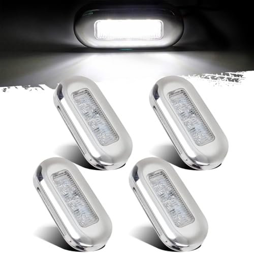 Greluma 4 Stk Wasserdichte LED-Bootsbeleuchtung, Innendeckbeleuchtung,3 LEDs für Navigation, Heckkabinenbeleuchtung für Ponton, Fischerboot, Kajak, Segelboot (weißes Licht)