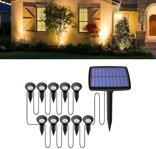 Sathychanpy Luces Solares LED Exterior Jardín,LED Luz Solar Exterior Jardin, IP44 Impermeable Luces Solares para Patio, Camino, Césped, Blanco cálido(3000K)