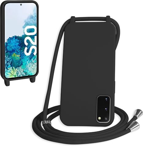 WenBaby Handykette für Samsung Galaxy S20 Plus Hülle mit Band,Handyhülle mit Schnur zum Umhängen Silikon Seil Necklace Schutzhülle mit Kordel Tasche Case TPU Bumper für Galaxy S11/S20 Plus- Schwarz