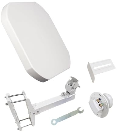 POWER SAT 43- Antenne parabolique, Satellite Plate, Idéale pour Astra 1(19.2 E) la Télévision Satellitedans la Partie Nord, Résistante aux Intempéries, compacte (One Port LNB)