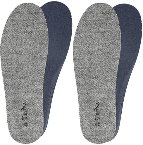 TIESTRA Lammfell Sohle Thermo Einlegesohlen Winter Warm Lammfellsohlen Thermosohlen Merino Wolle Wärmende Schuheinlagen Dicke Weich Wollfilz Einlagen für Wintersch Schwarz Grau 2 Paar Größe 40
