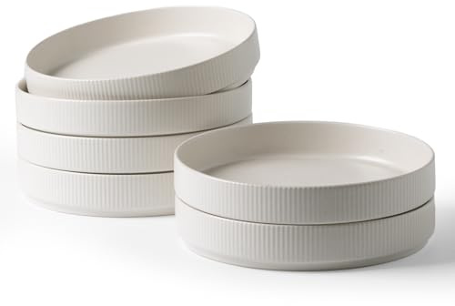 Richmount Star: Juego de 6 piezas, platos hondos para pasta y cuencos para sopa, para cocina y mesa, resistente al microondas y al lavavajillas, Color Beige Mate