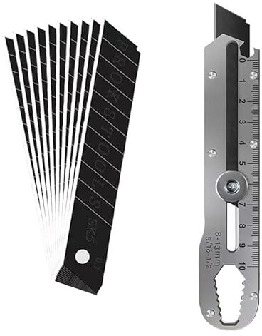 Cutter Professionnel, Couteau Utilitaire Polyvalent En Acier Inox, Couteau Office, Cutter Securite, Livré Avec 10 Lames
