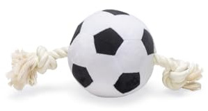 Beeztees Fußball mit Seil, Hundespielzeug, Plüsch, Schwarz/Weiß, 27x13x13cm