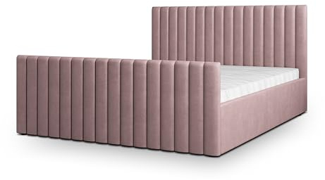 Masseno Polsterbett CANOVA K 200x200 cm, Doppelbett, Bettkasten, Stauraum, Lattenrost Und Kopfteil - Rosa, Kronos 27