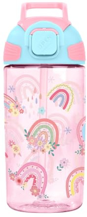 550ml Tritan Kids Water Bottle BPA Free Straw Cup with Handle Rainbow | Food-grade Tritan material, BPA-free, leakproof straw lid, easy clean, lightweight for sports outdoor trips, cute patterns