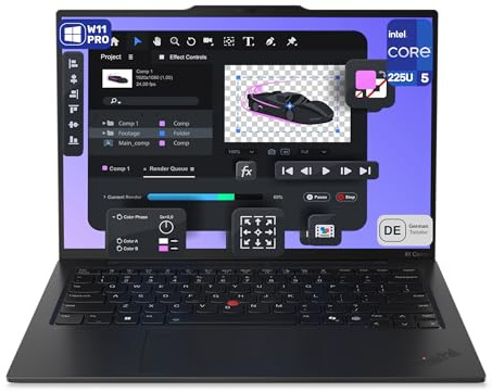 Lenovo ThinkPad X1 Carbon Gen 13 Aura Edition, Intel Core Ultra 5 225U, 14 WUXGA IPS (1920x1200) 500 Nits, 16GB LPDDR5x RAM, 2 TB SSD, Wi-Fi 6E, Windows 11 Pro, QWERTZ, Schwarz