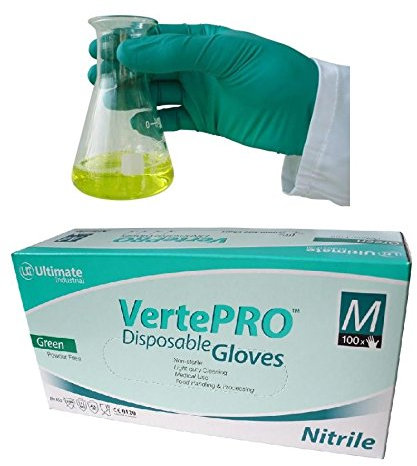 UCI DG-VERTEPRO - Guantes de nitrilo sin polvo, talla mediana, 100 unidades, color verde