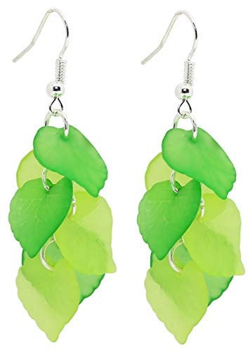 Bluebubble ENGLISH GARDEN Leaf Cluster Earrings on Gift Card (Festival Green - Emerald Lime)