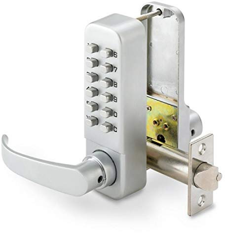 Mechanical Digital Door Lock with Lever and Satin Chrome Finish - Easy Code Plus