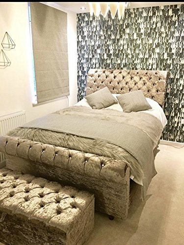 mm08enn New Beautiful Large Ottoman Toy Storage Blanket Box Crushed velvet Crystal Diamante (Champagne, 40x18x14)