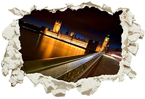 Unified Distribution London Big Ben - Wandtattoo mit 3D Effekt, Aufkleber für Wände und Türen Größe: 92x61 cm, Stil: Durchbruch