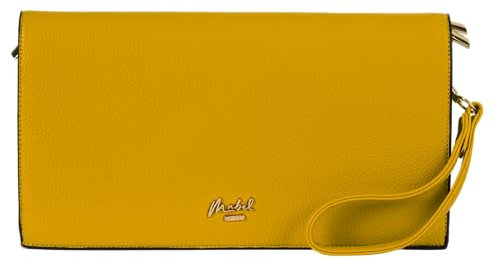 Mabel London Pochette da polso da donna – Spaziosa borsa multi-scomparto con tracolla lunga – EVA, giallo senape., Large