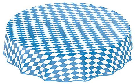 ANRO Wachstuch Tischdecke Wachstuchtischdecke Wachstischdecke Bayern Bayerische Raute Oktoberfest Rund 120cm eingefasst