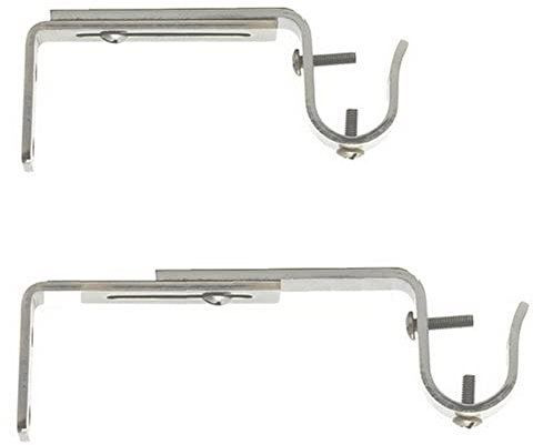 Support mural extensible et réglable pour barre de rideaux, ø 19 mm, longueur 125-170 mm, couleurs satin nickel, (1 lot de 2 supports de tringles)