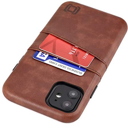 Dockem Wallet Case for iPhone 11: Built-in Metal Plate for Magnetic Mounting & 2 Credit Card Holders (6.1 Exec M2, Synthetic Leather, Brown)