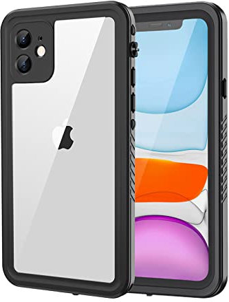 Lanhiem iPhone 11 Case, IP68 Waterproof Dustproof Shockproof Case with Built-in Screen Protector, Full Body Sealed Underwater Protective Front and Back Cover for iPhone 11 (Black)