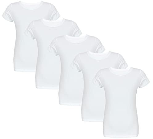 TupTam Maillots de Corps Manches Courtes Garçon Lot de 5, Blanc, 116-122